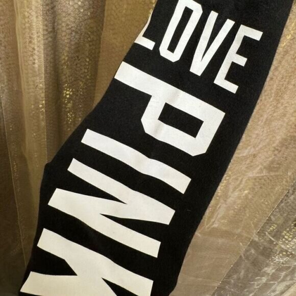 PINK Victorias Secret Black Tropical Floral Love Pink Yoga Leggings Medium - Picture 6 of 7